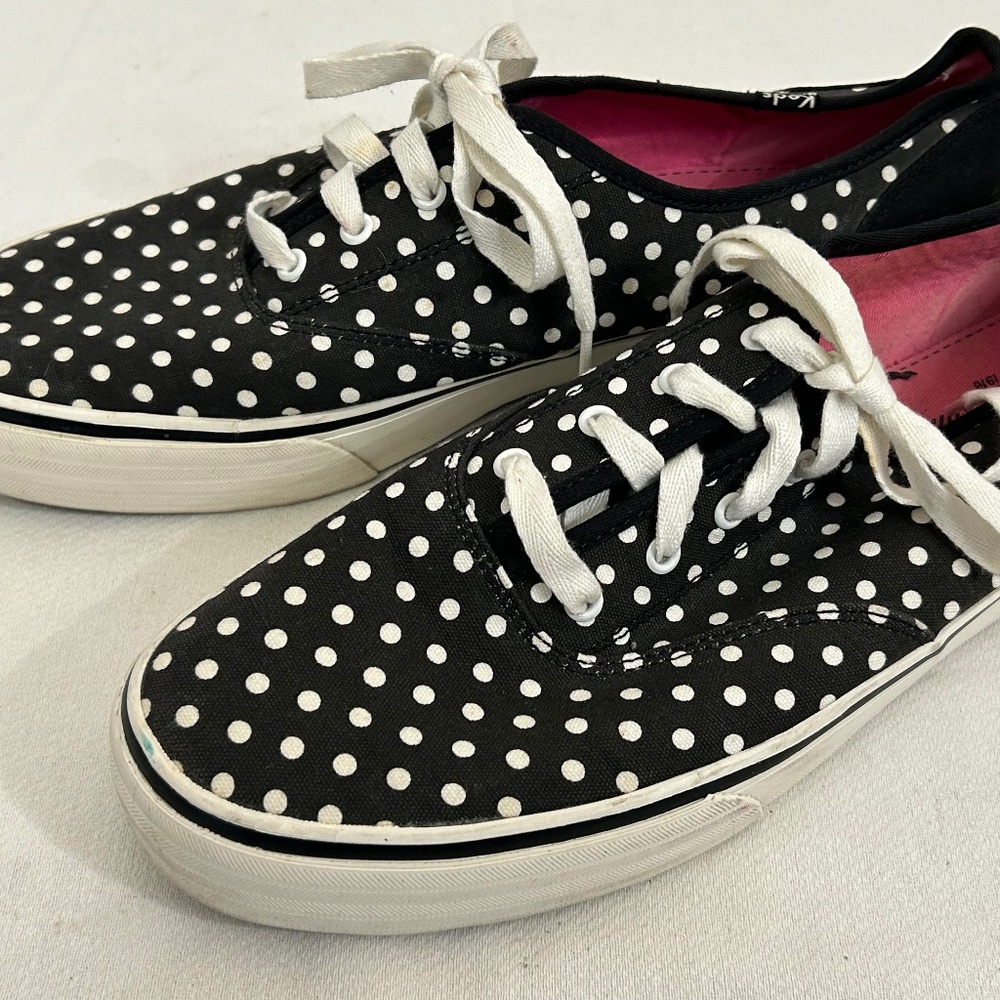 Keds Champion‎ Womens Size 10 Sneakers Shoes Black White Polka Dot Low Top
